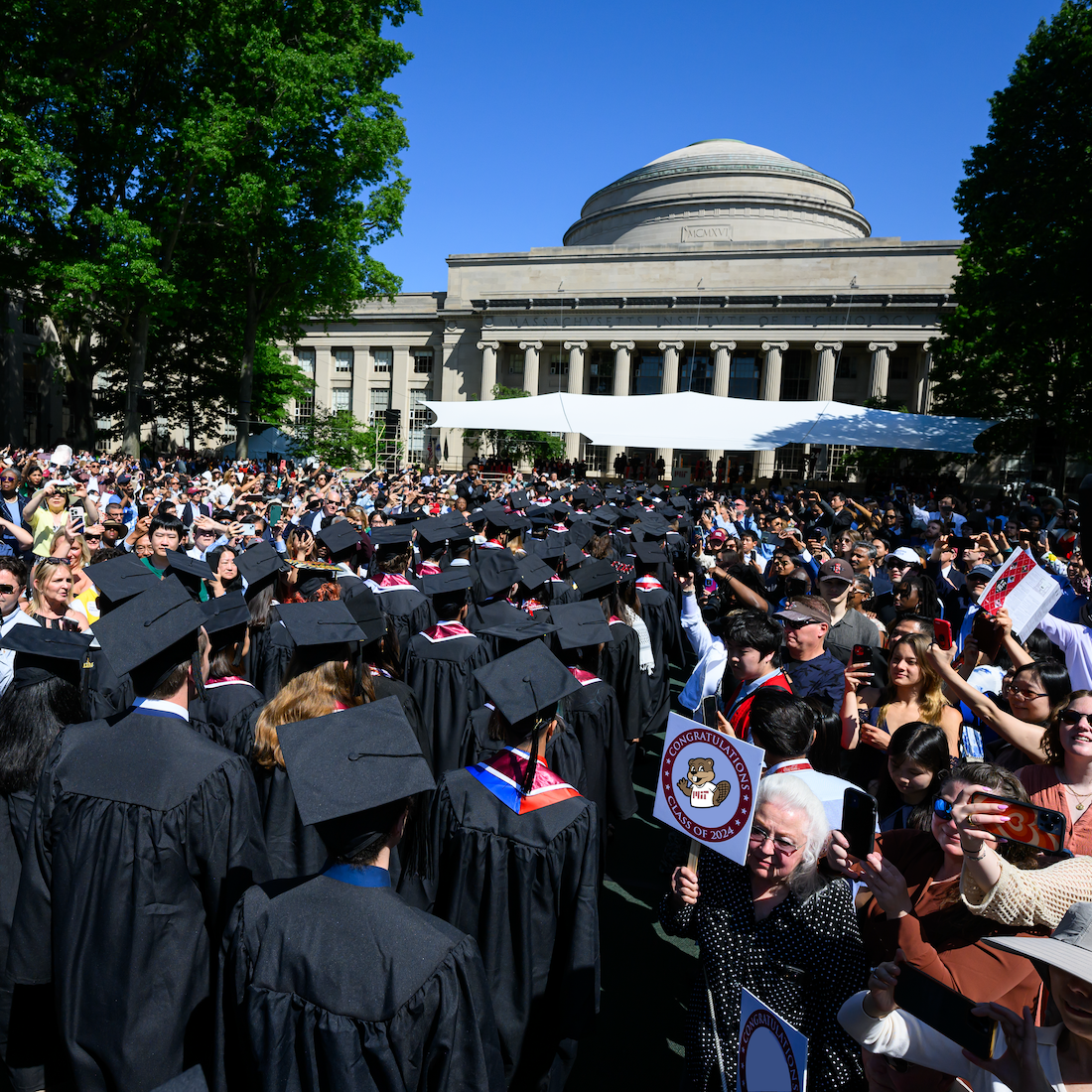 Graduates marching into Killian Court during the Undergraduate Ceremony