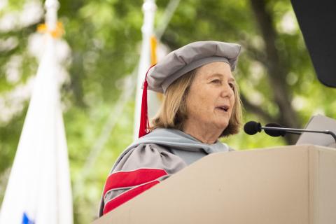 Image of Diane B. Greene at the podium delivering the Opening Remarks