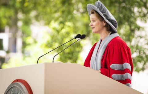 Photo of Annalisa Weigel at the podium