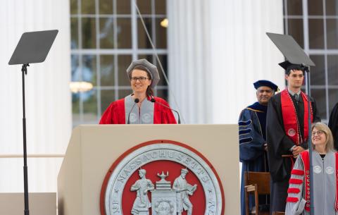 Image of Chaplain Thea Keith-Lucas delivering the Invocation