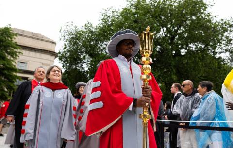 Image of the start of the Procession into Killian Court